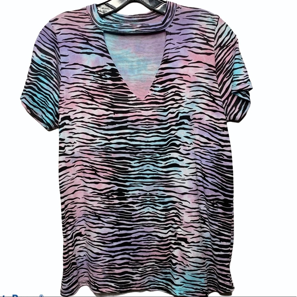 Michael Lauren Zebra Tee Pink Tie Dye